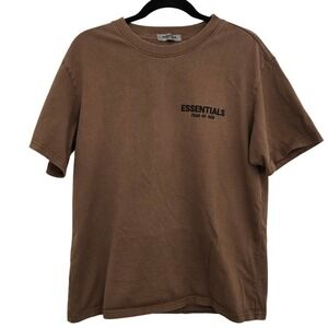 Essentials Fear of God T Shirt Brown Sun Faded Boxy Fit Mens L Streetwear